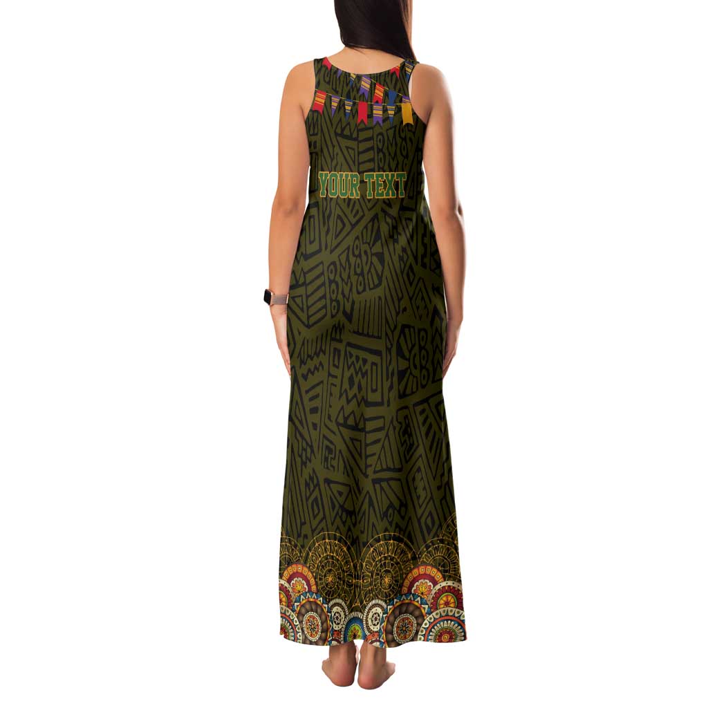 Personalized Mexico Cinco De Mayo Tank Maxi Dress Chilli Pepper and Cactus