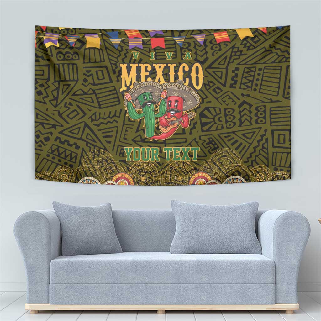 Personalized Mexico Cinco De Mayo Tapestry Chilli Pepper and Cactus