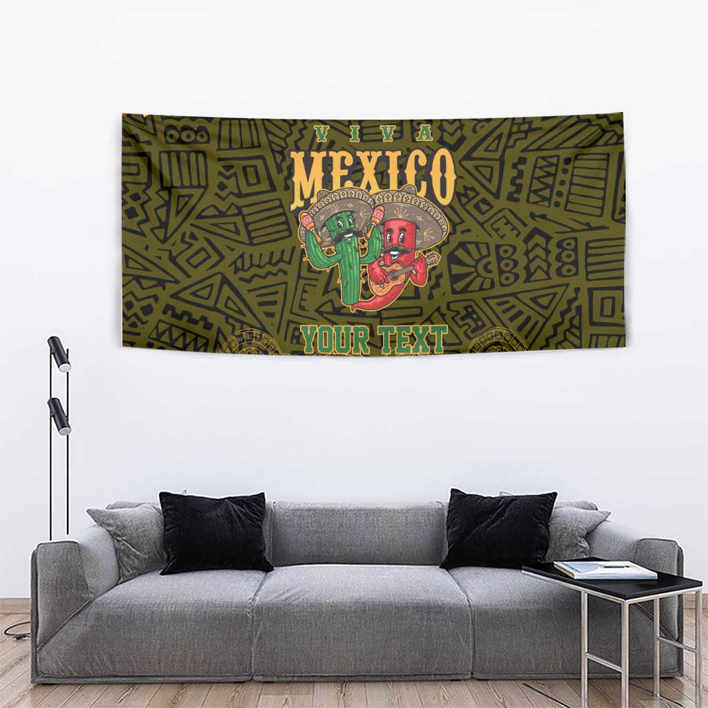 Personalized Mexico Cinco De Mayo Tapestry Chilli Pepper and Cactus