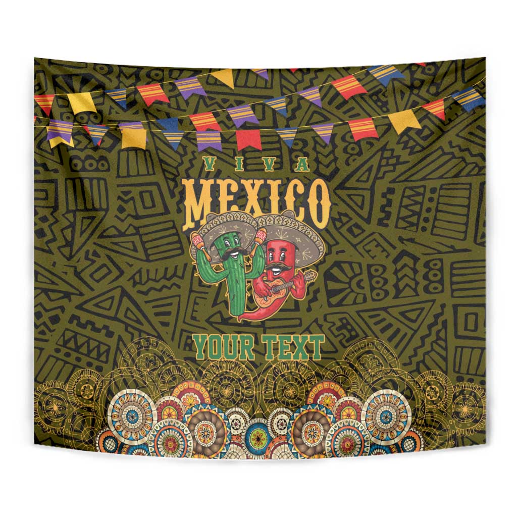 Personalized Mexico Cinco De Mayo Tapestry Chilli Pepper and Cactus