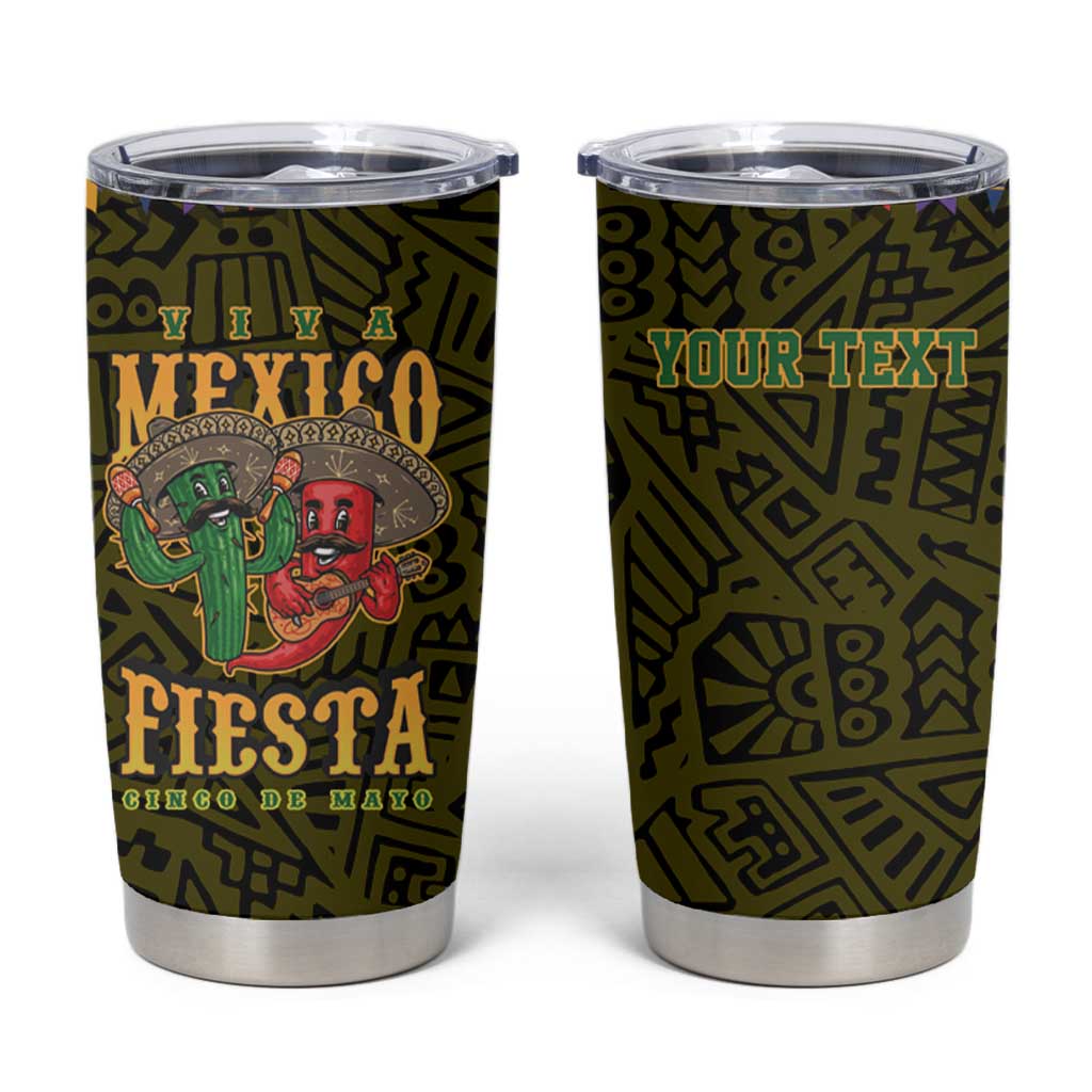 Personalized Mexico Cinco De Mayo Tumbler Cup Chilli Pepper and Cactus