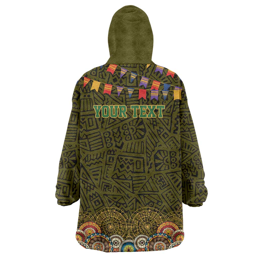 Personalized Mexico Cinco De Mayo Wearable Blanket Hoodie Chilli Pepper and Cactus