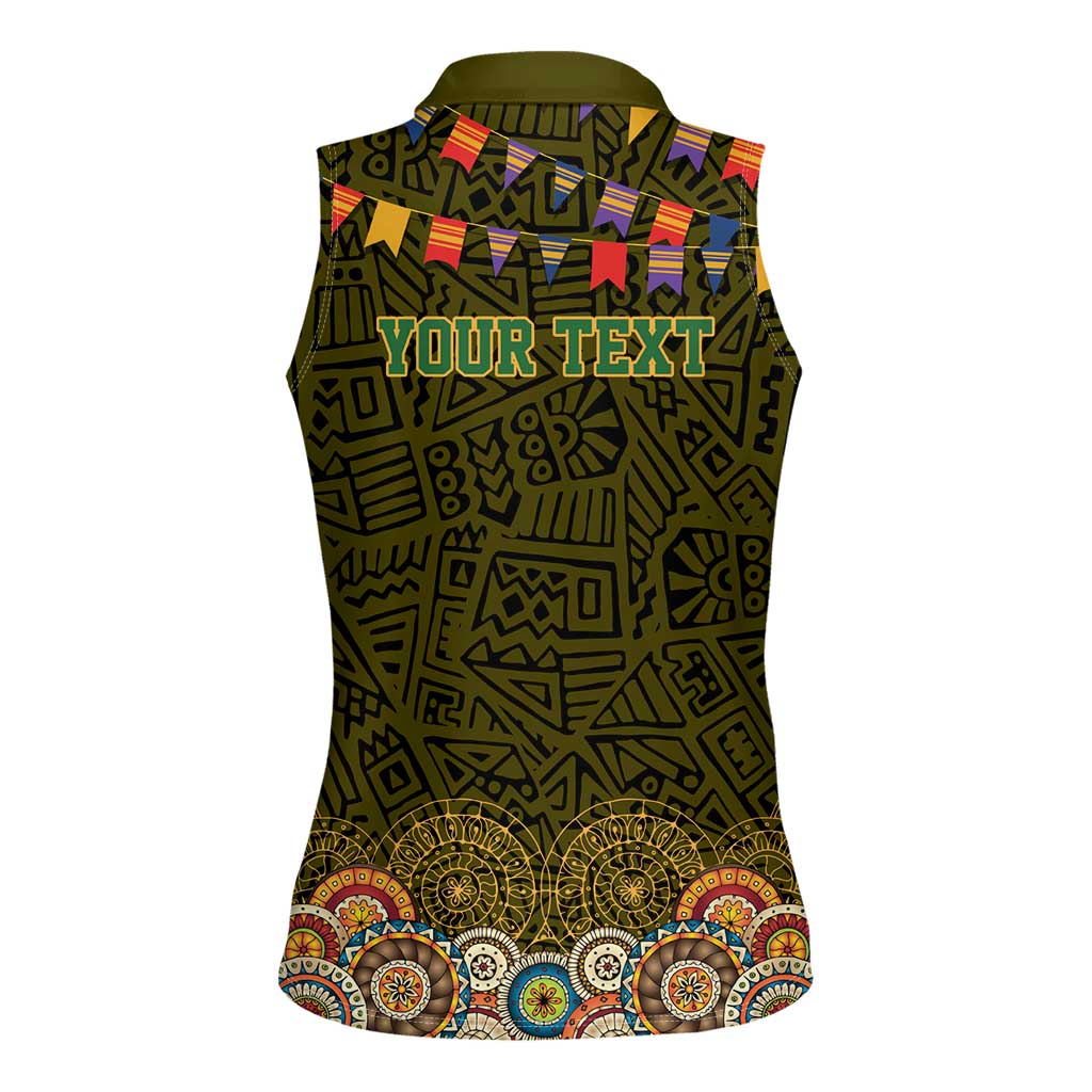 Personalized Mexico Cinco De Mayo Women Sleeveless Polo Shirt Chilli Pepper and Cactus