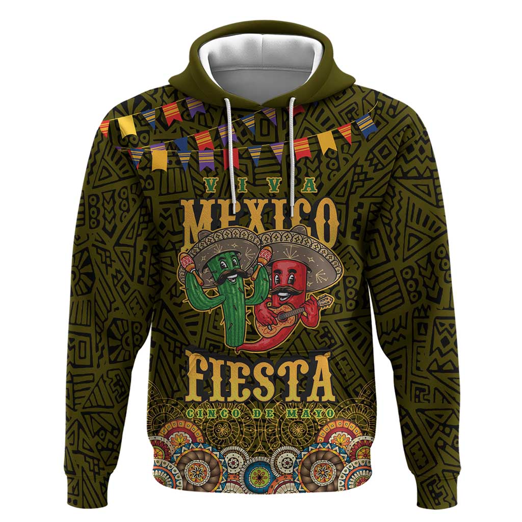 Personalized Mexico Cinco De Mayo Zip Hoodie Chilli Pepper and Cactus