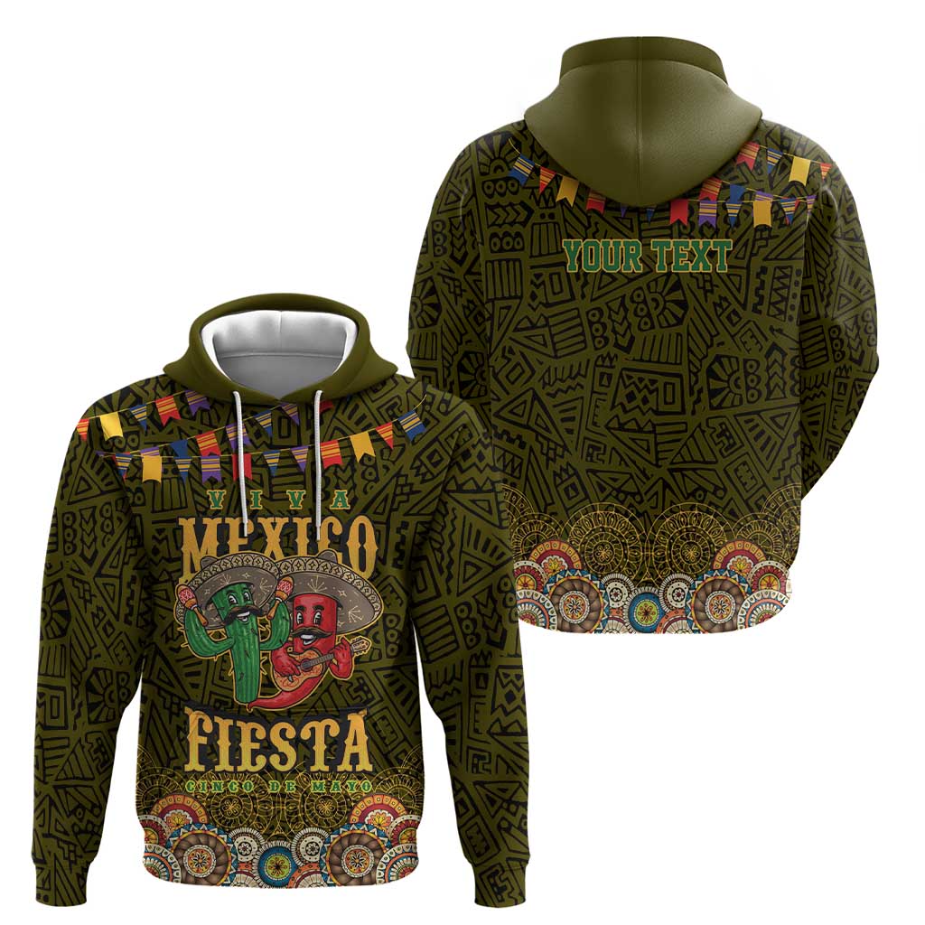 Personalized Mexico Cinco De Mayo Zip Hoodie Chilli Pepper and Cactus
