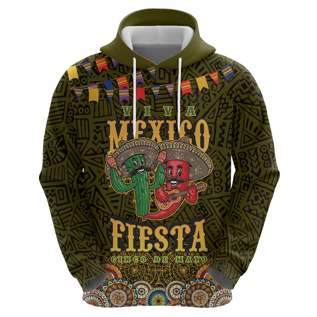 Personalized Mexico Cinco De Mayo Zip Hoodie Chilli Pepper and Cactus