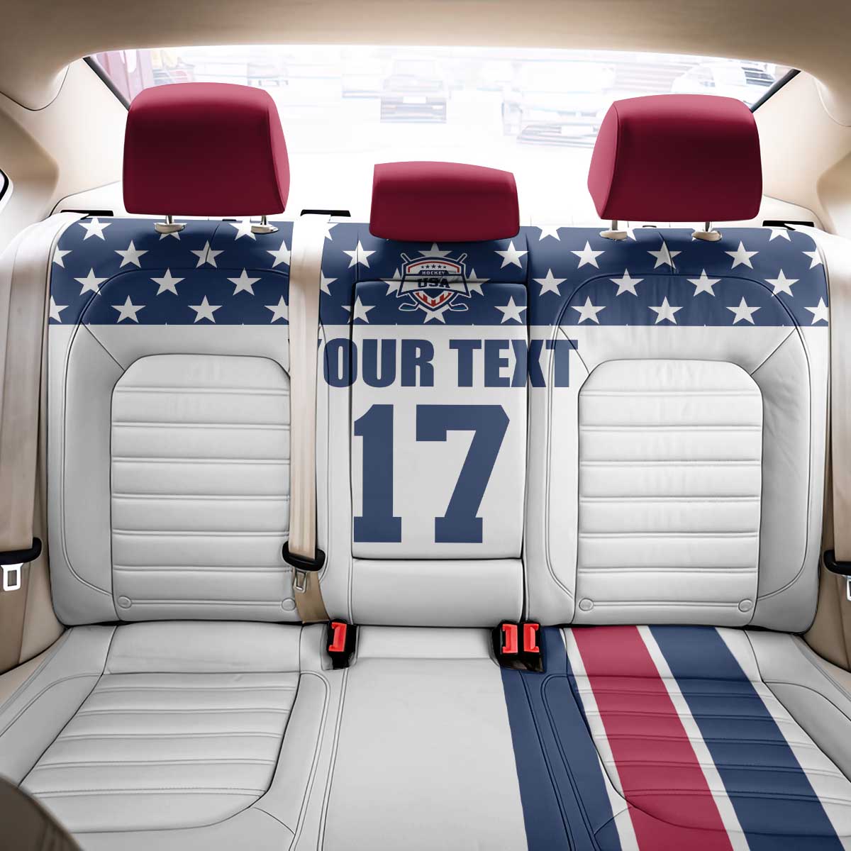 Custom USA Ice Hockey Back Car Seat Cover Sporty Style Go Champions