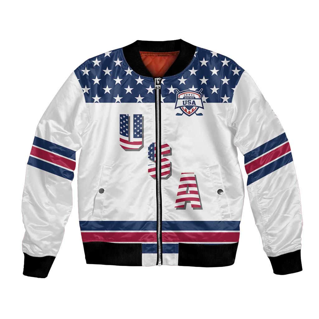 Custom USA Ice Hockey Bomber Jacket Sporty Style Go Champions