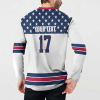 Custom USA Ice Hockey Button Sweatshirt Sporty Style Go Champions