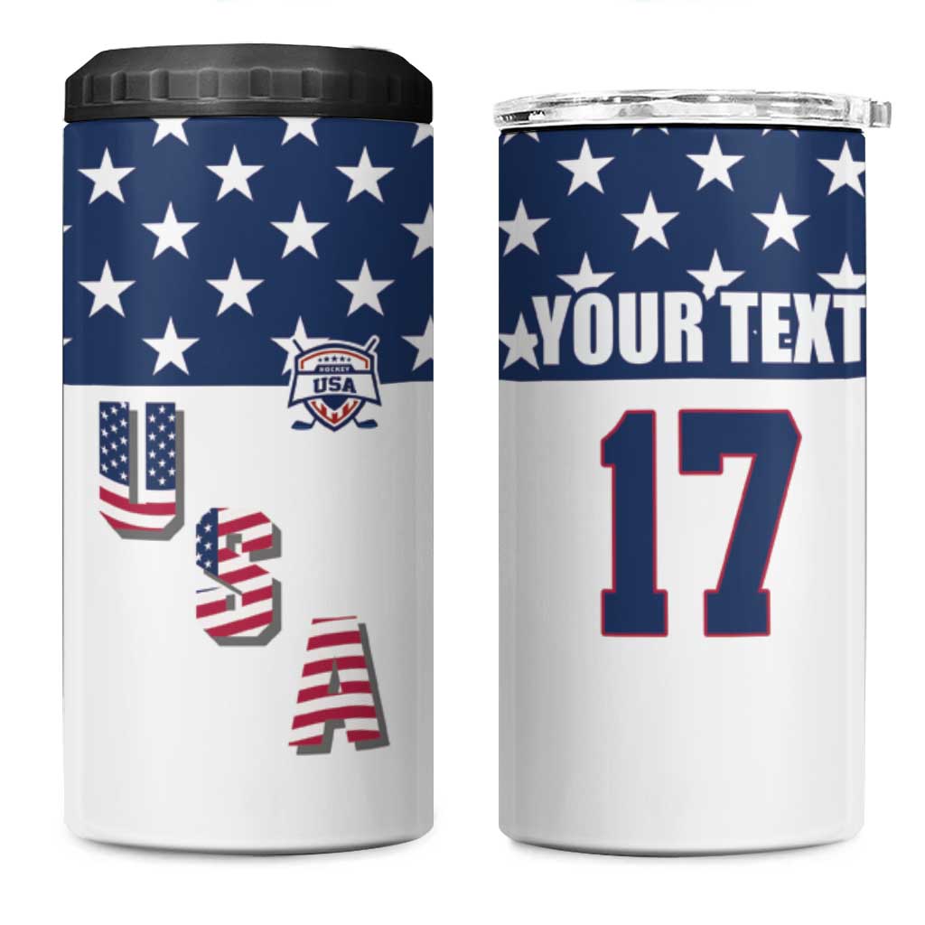 Custom USA Ice Hockey 4 in 1 Can Cooler Tumbler Sporty Style Go Champions