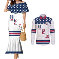 Custom USA Ice Hockey Couples Matching Mermaid Dress and Long Sleeve Button Shirt Sporty Style Go Champions