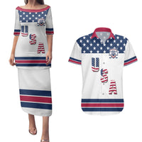 Custom USA Ice Hockey Couples Matching Puletasi and Hawaiian Shirt Sporty Style Go Champions