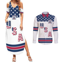Custom USA Ice Hockey Couples Matching Summer Maxi Dress and Long Sleeve Button Shirt Sporty Style Go Champions