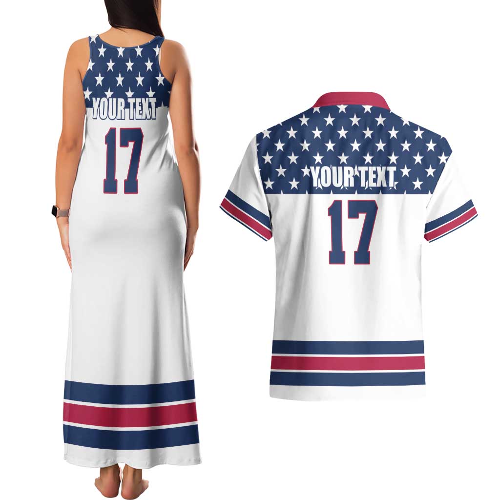 Custom USA Ice Hockey Couples Matching Tank Maxi Dress and Hawaiian Shirt Sporty Style Go Champions