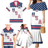 Custom USA Ice Hockey Family Matching Mermaid Dress and Hawaiian Shirt Sporty Style Go Champions