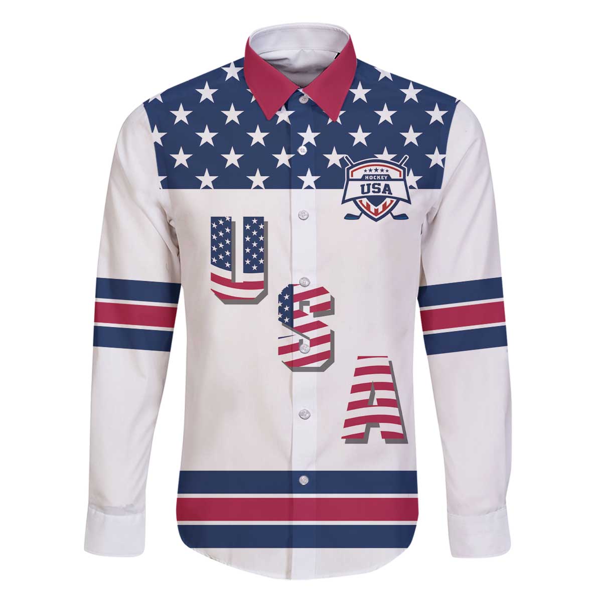 Custom USA Ice Hockey Family Matching Off The Shoulder Long Sleeve Dress and Hawaiian Shirt Sporty Style Go Champions