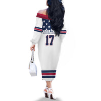 Custom USA Ice Hockey Family Matching Off The Shoulder Long Sleeve Dress and Hawaiian Shirt Sporty Style Go Champions