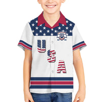 Custom USA Ice Hockey Family Matching Off The Shoulder Long Sleeve Dress and Hawaiian Shirt Sporty Style Go Champions