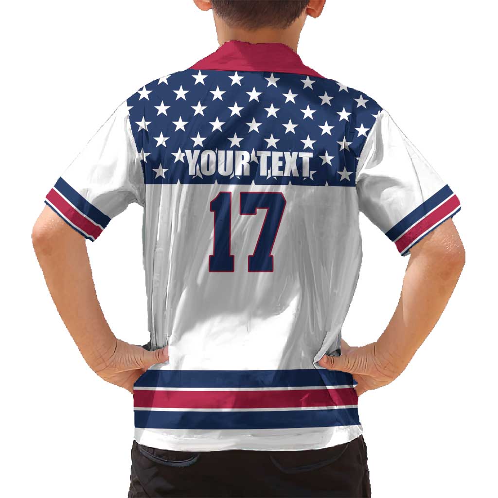 Custom USA Ice Hockey Family Matching Off Shoulder Short Dress and Hawaiian Shirt Sporty Style Go Champions