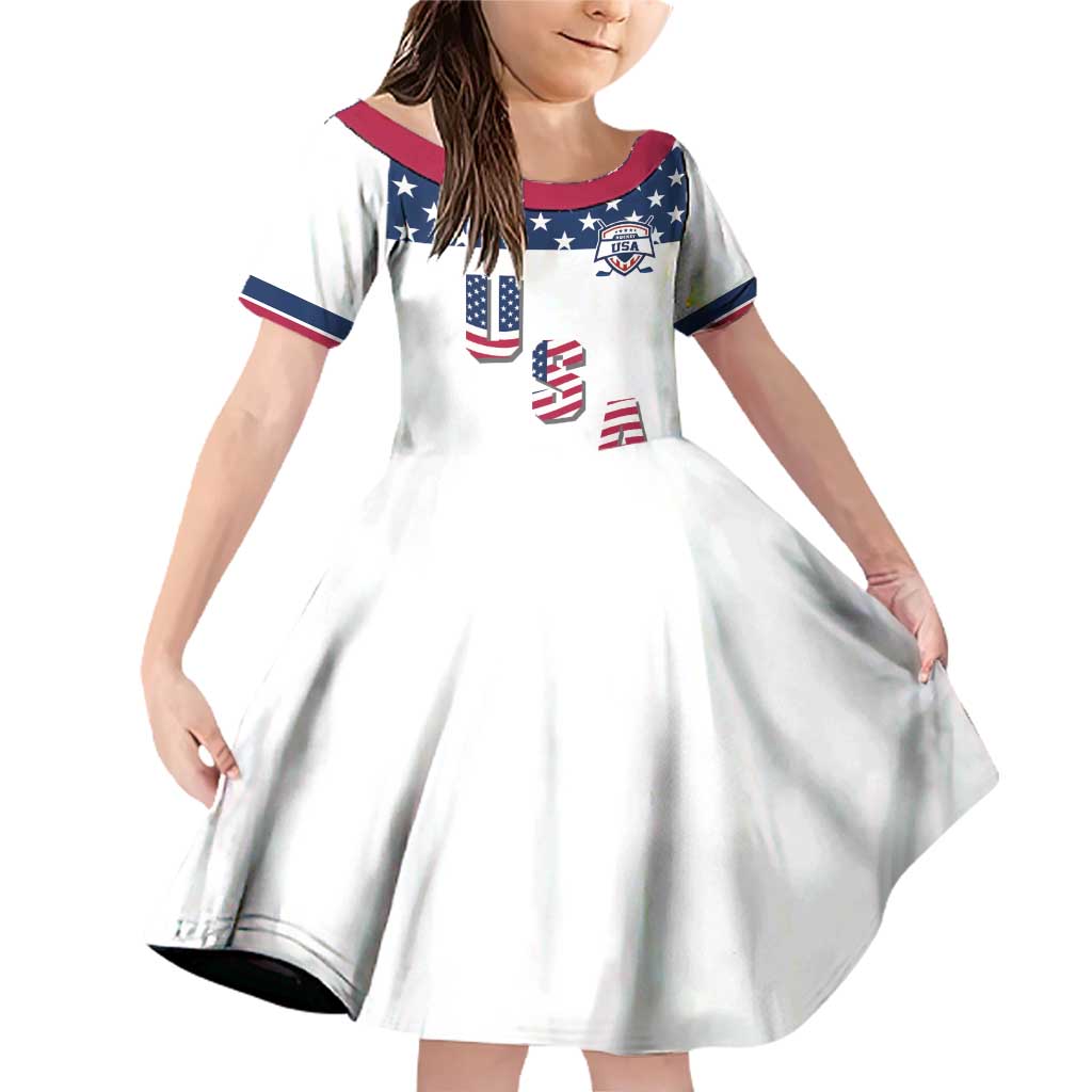 Custom USA Ice Hockey Family Matching Off Shoulder Short Dress and Hawaiian Shirt Sporty Style Go Champions