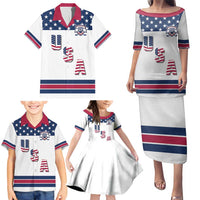Custom USA Ice Hockey Family Matching Puletasi and Hawaiian Shirt Sporty Style Go Champions