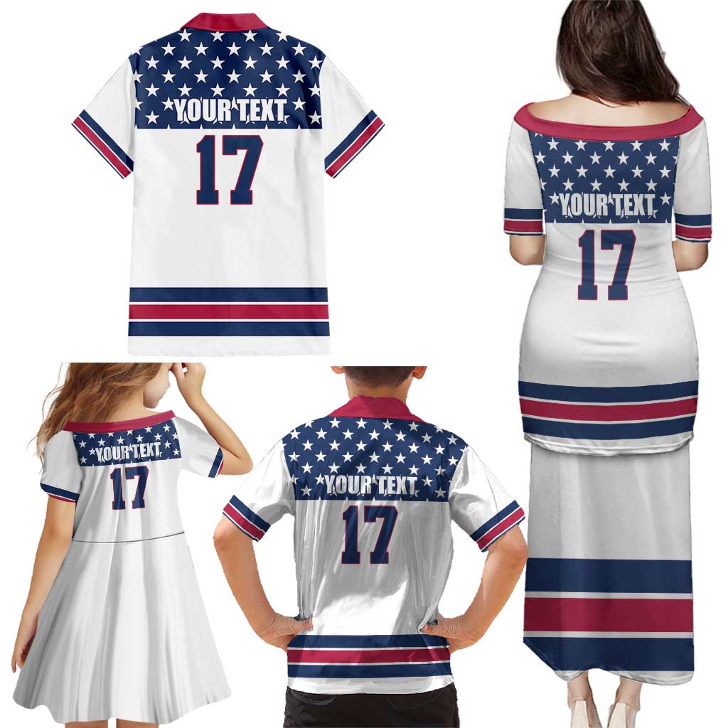 Custom USA Ice Hockey Family Matching Puletasi and Hawaiian Shirt Sporty Style Go Champions