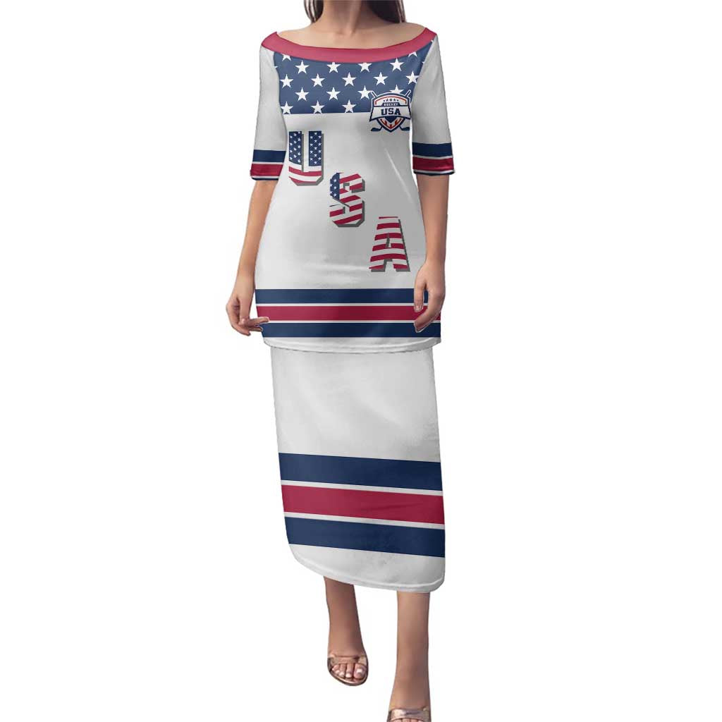 Custom USA Ice Hockey Family Matching Puletasi and Hawaiian Shirt Sporty Style Go Champions