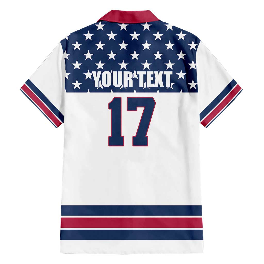 Custom USA Ice Hockey Family Matching Short Sleeve Bodycon Dress and Hawaiian Shirt Sporty Style Go Champions