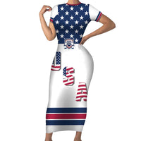 Custom USA Ice Hockey Family Matching Short Sleeve Bodycon Dress and Hawaiian Shirt Sporty Style Go Champions