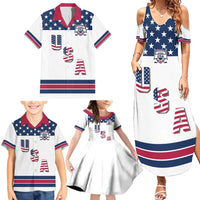 Custom USA Ice Hockey Family Matching Summer Maxi Dress and Hawaiian Shirt Sporty Style Go Champions