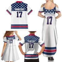 Custom USA Ice Hockey Family Matching Summer Maxi Dress and Hawaiian Shirt Sporty Style Go Champions
