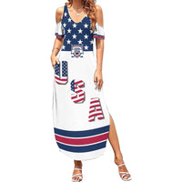 Custom USA Ice Hockey Family Matching Summer Maxi Dress and Hawaiian Shirt Sporty Style Go Champions