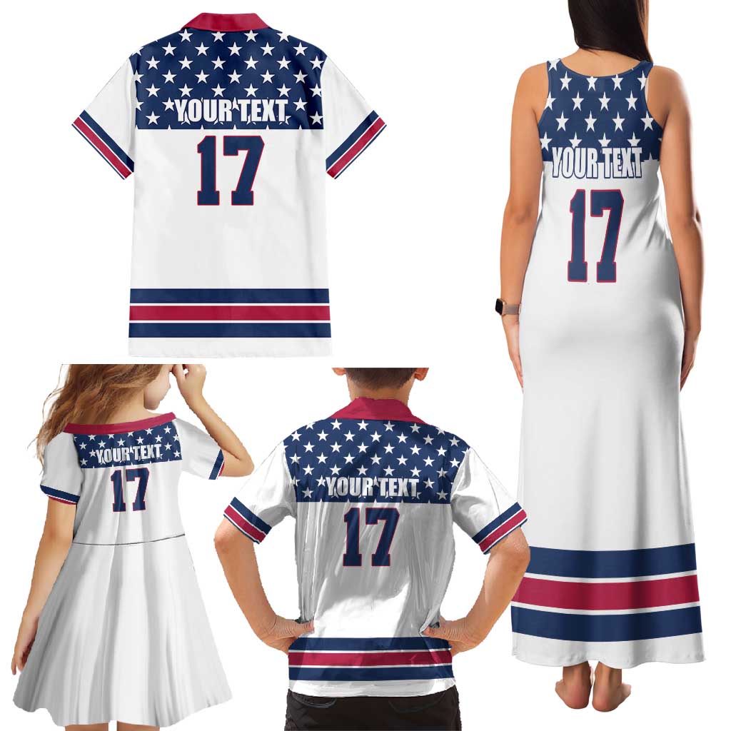 Custom USA Ice Hockey Family Matching Tank Maxi Dress and Hawaiian Shirt Sporty Style Go Champions