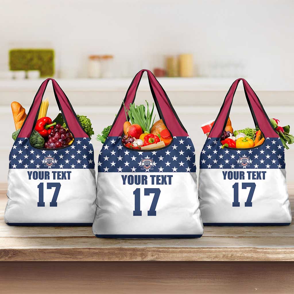Custom USA Ice Hockey Grocery Bag Sporty Style Go Champions