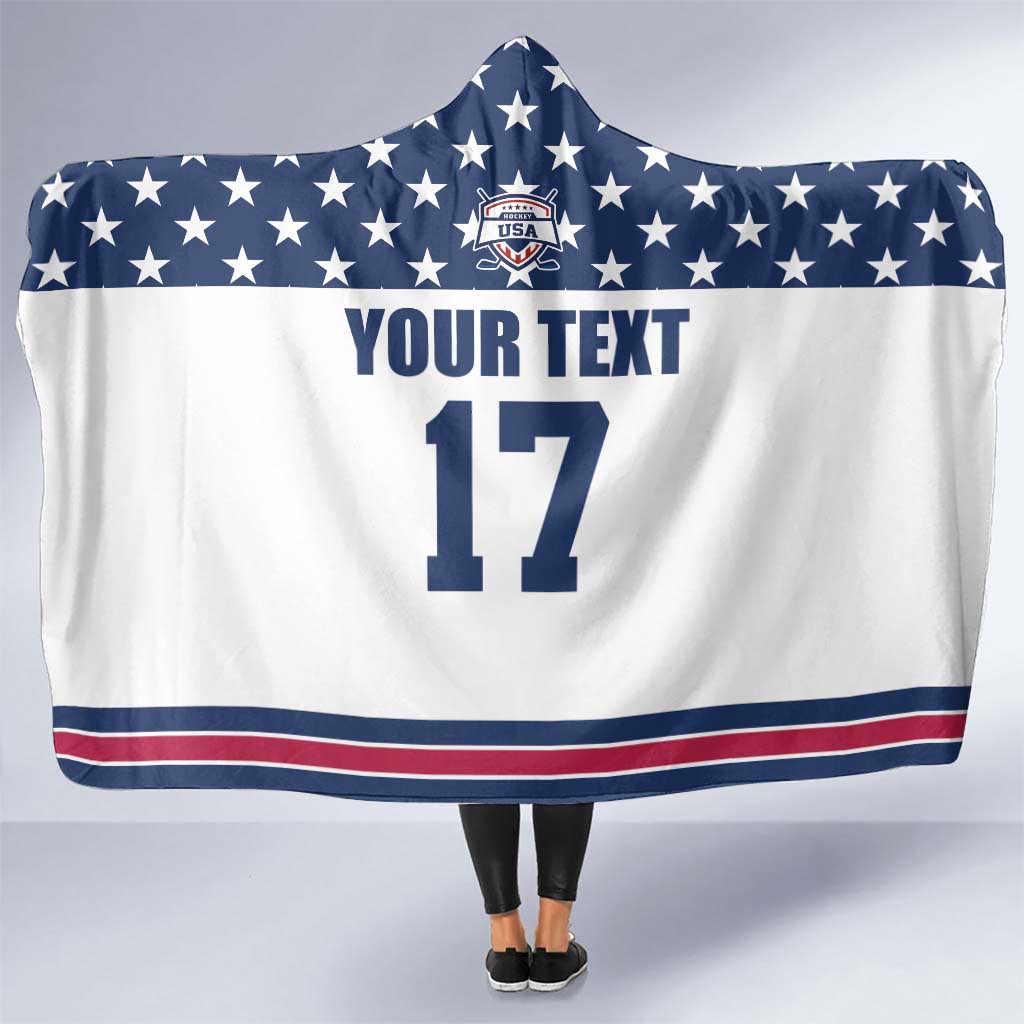 Custom USA Ice Hockey Hooded Blanket Sporty Style Go Champions