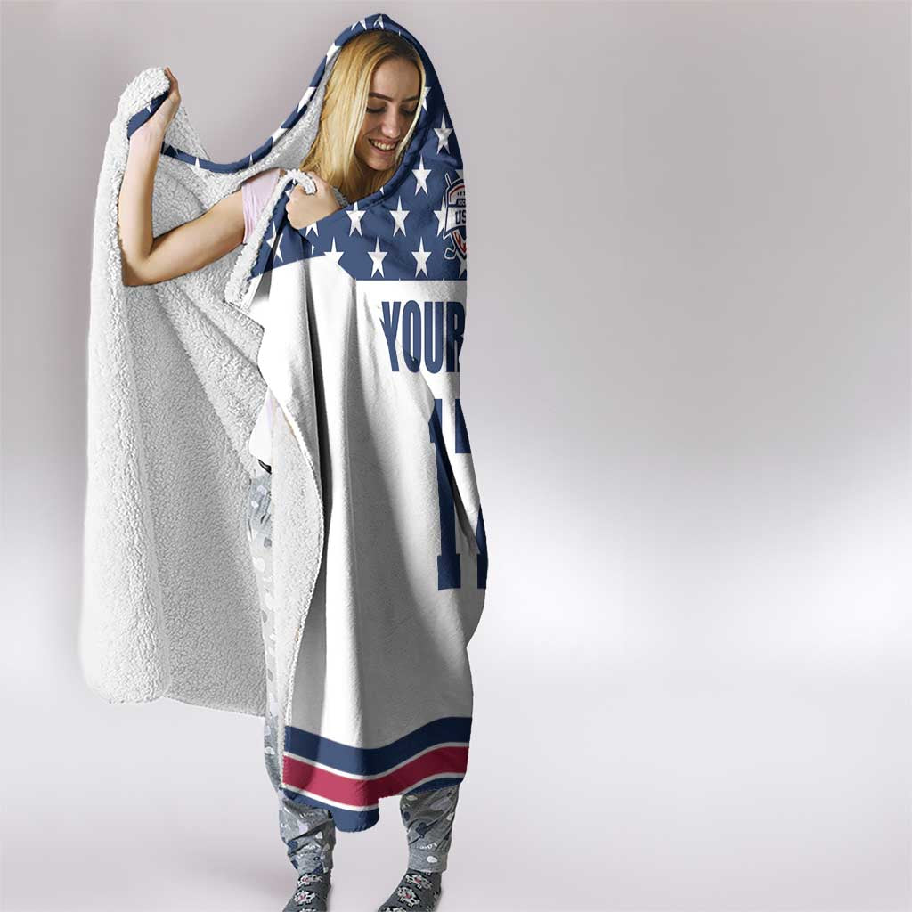 Custom USA Ice Hockey Hooded Blanket Sporty Style Go Champions