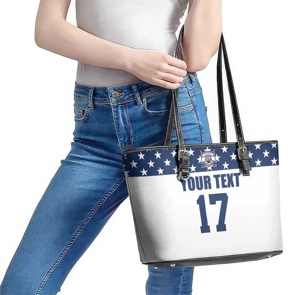 Custom USA Ice Hockey Leather Tote Bag Sporty Style Go Champions