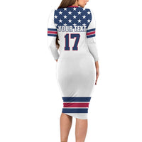 Custom USA Ice Hockey Long Sleeve Bodycon Dress Sporty Style Go Champions