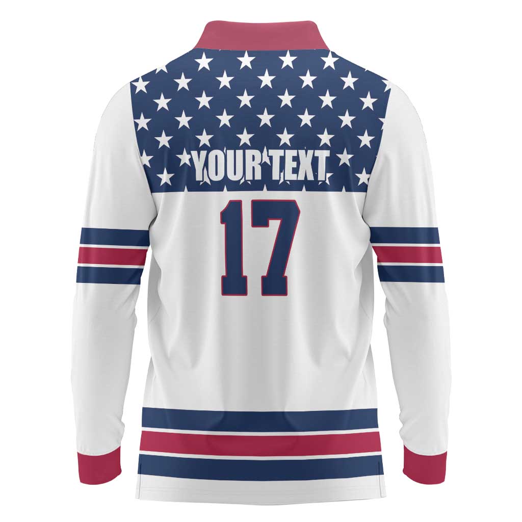 Custom USA Ice Hockey Long Sleeve Polo Shirt Sporty Style Go Champions