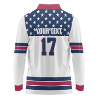 Custom USA Ice Hockey Long Sleeve Polo Shirt Sporty Style Go Champions