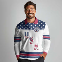 Custom USA Ice Hockey Long Sleeve Polo Shirt Sporty Style Go Champions