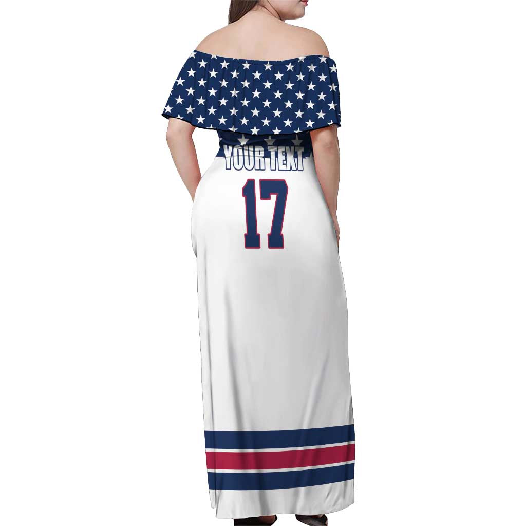 Custom USA Ice Hockey Off Shoulder Maxi Dress Sporty Style Go Champions