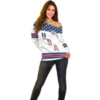 Custom USA Ice Hockey Off Shoulder Sweater Sporty Style Go Champions