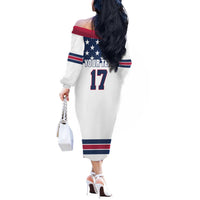 Custom USA Ice Hockey Off The Shoulder Long Sleeve Dress Sporty Style Go Champions