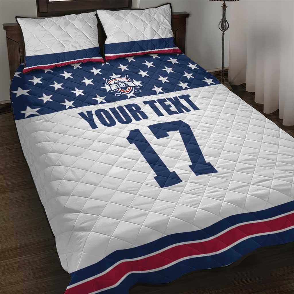 Custom USA Ice Hockey Quilt Bed Set Sporty Style Go Champions