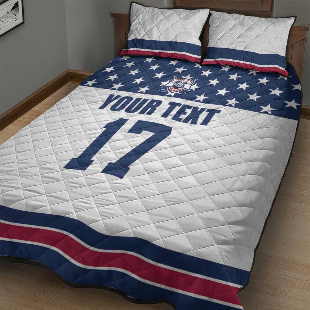 Custom USA Ice Hockey Quilt Bed Set Sporty Style Go Champions