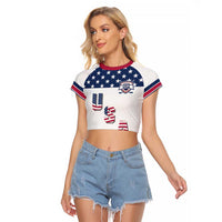 Custom USA Ice Hockey Raglan Cropped T Shirt Sporty Style Go Champions