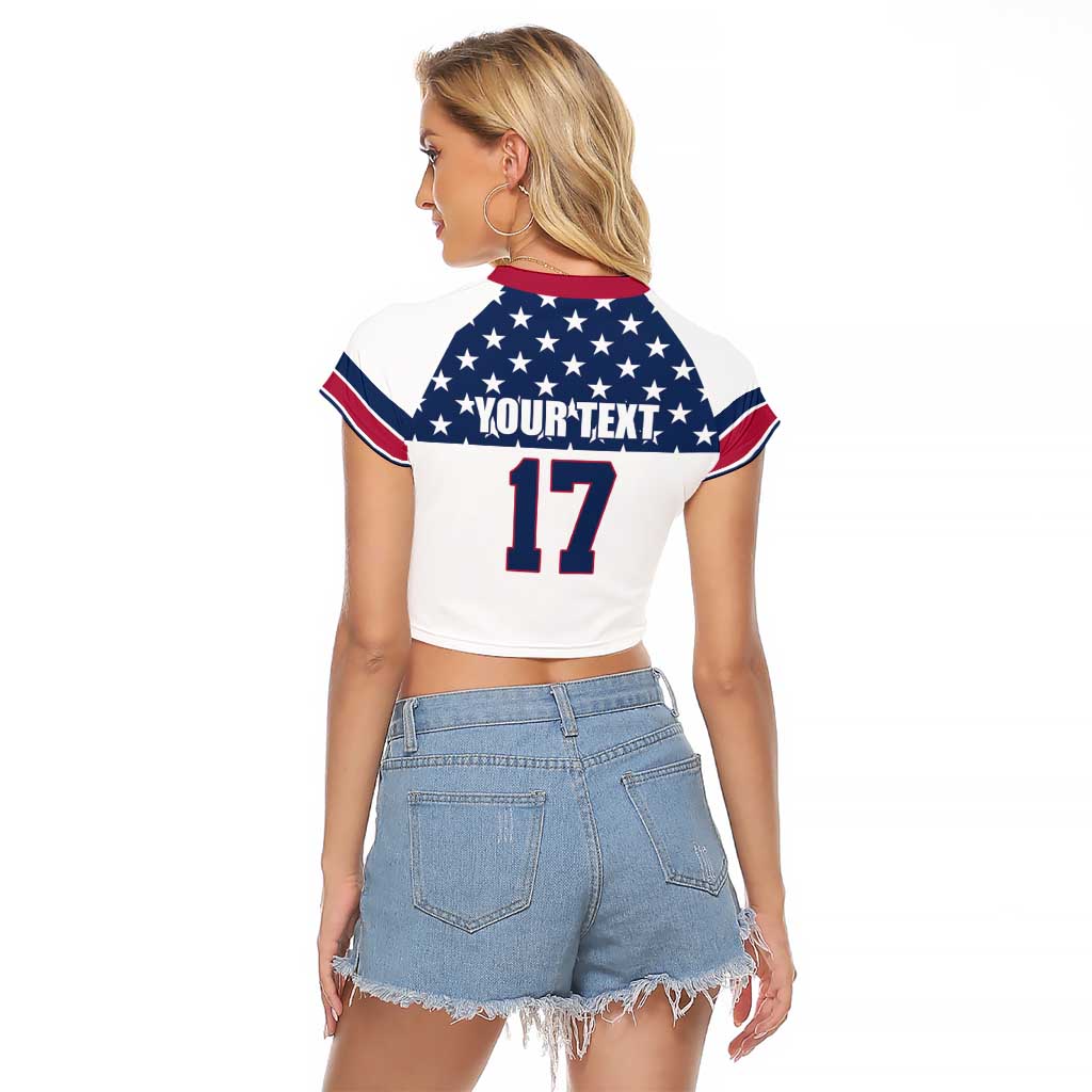 Custom USA Ice Hockey Raglan Cropped T Shirt Sporty Style Go Champions