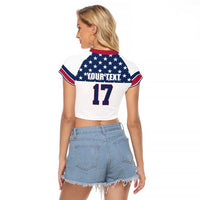 Custom USA Ice Hockey Raglan Cropped T Shirt Sporty Style Go Champions