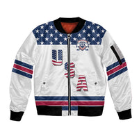 Custom USA Ice Hockey Sleeve Zip Bomber Jacket Sporty Style Go Champions
